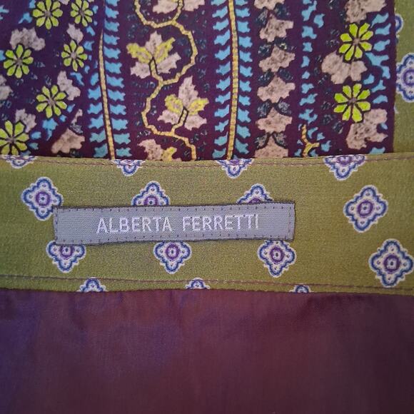 Alberta Ferretti Purple Green Paisley Pencil Skirt Size 10 NWT 100% Silk Italy - Picture 3 of 10